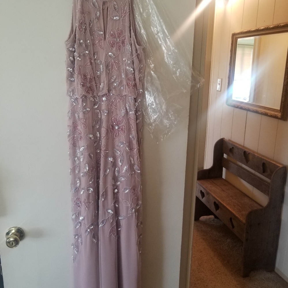Adriana Papell blush halter dress